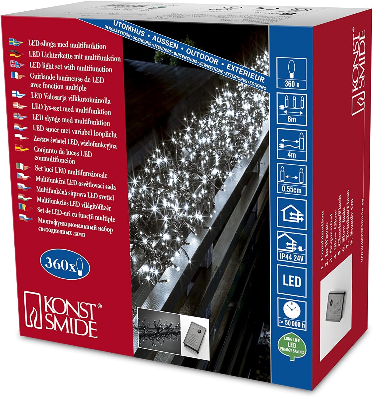 Konstsmide 3790-200 Micro LED cluster light / outdoor (IP44) or indoor use / 2m of LEDS and 4m lead / with 8 functions - Image 5