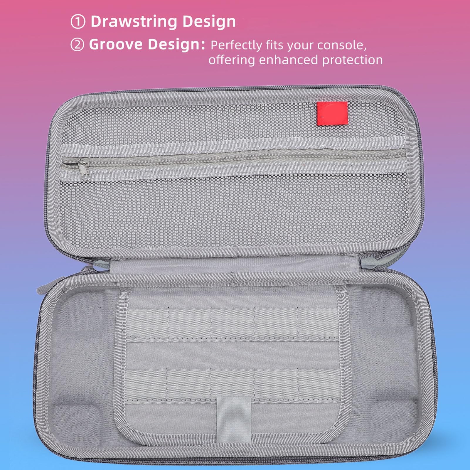 Asixxsix Travel Carry Case for 2 (2025 Version), 2 Carrying Case with 10 Game Card Pockets, Protective Hard Shell Portable Travel Case, Compatible with 2 (Red