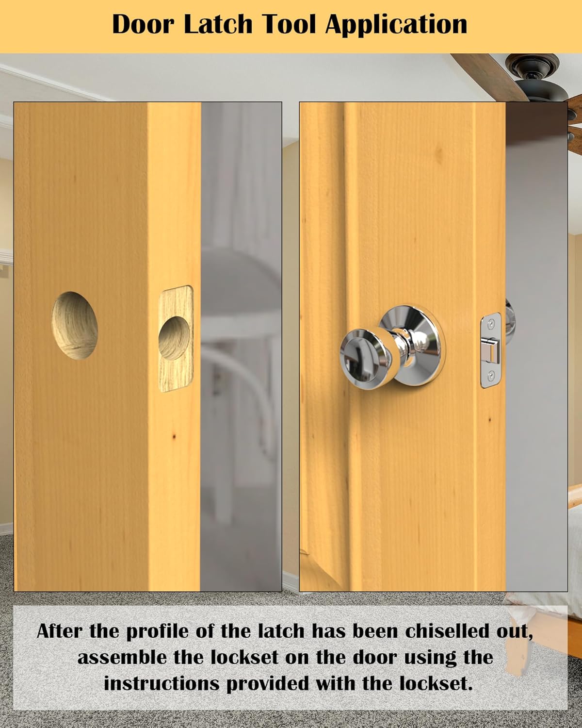 Door Latch Mortise Tool, Door Latch Installation Kit Help Remove Material to Install for Clean, Flush and Accurate Professional Installation, Door Latch Tool for 1-3/4" or 1-3/8" Thick Door (Grey)