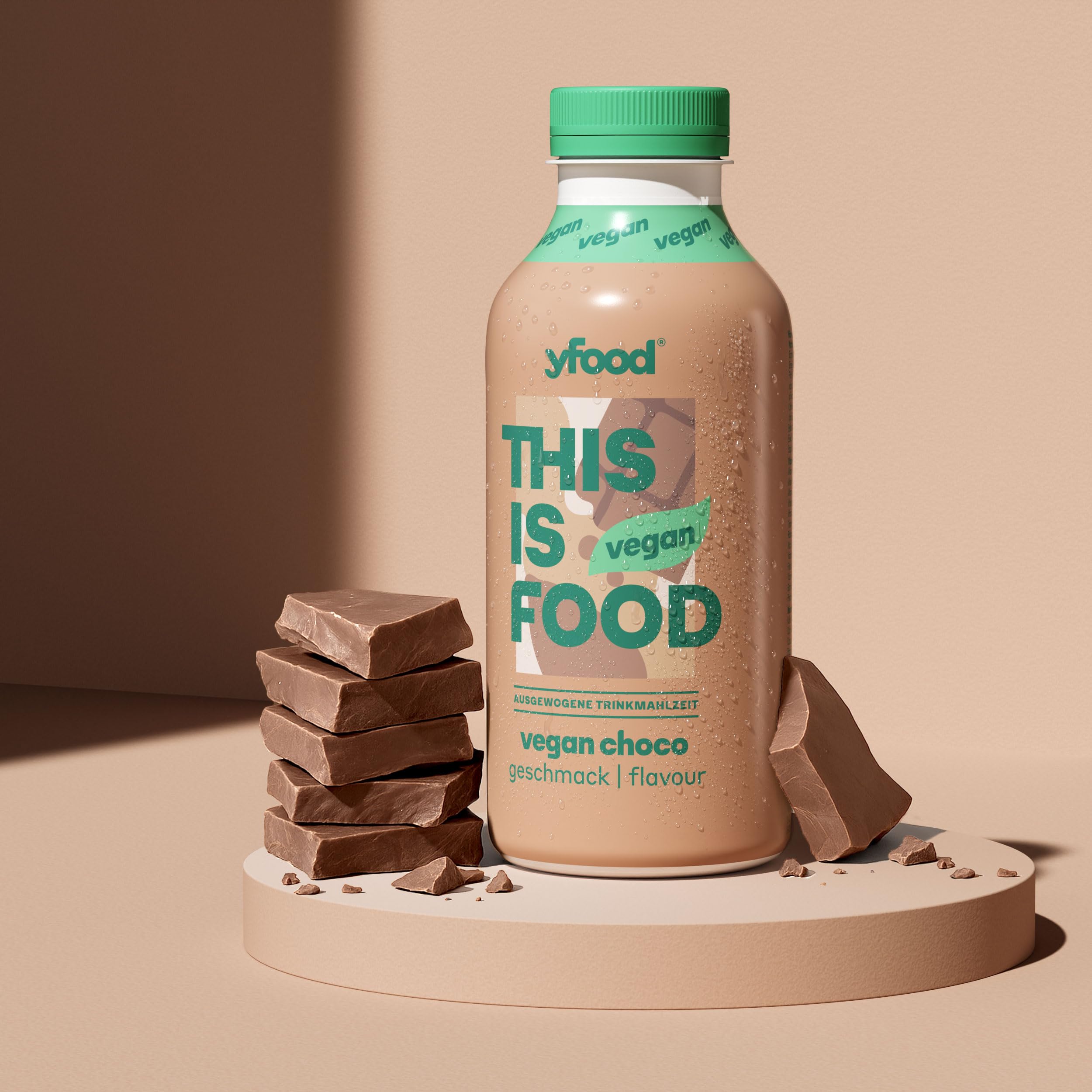yfood Vegan Choco | repas prêt à boire | THIS IS FOOD | substitut de repas | 34 g de protéines, 26 vitamines et minéraux (12 x 500 ml)