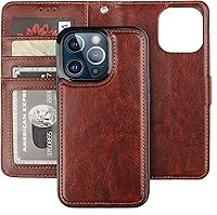 Vista 22 de Bocasal Funda tipo cartera desmontable para iPhone 13 Pro con bloqueo RFID, ranuras para tarjetas, soporte de cuero PU premium con soporte magnético