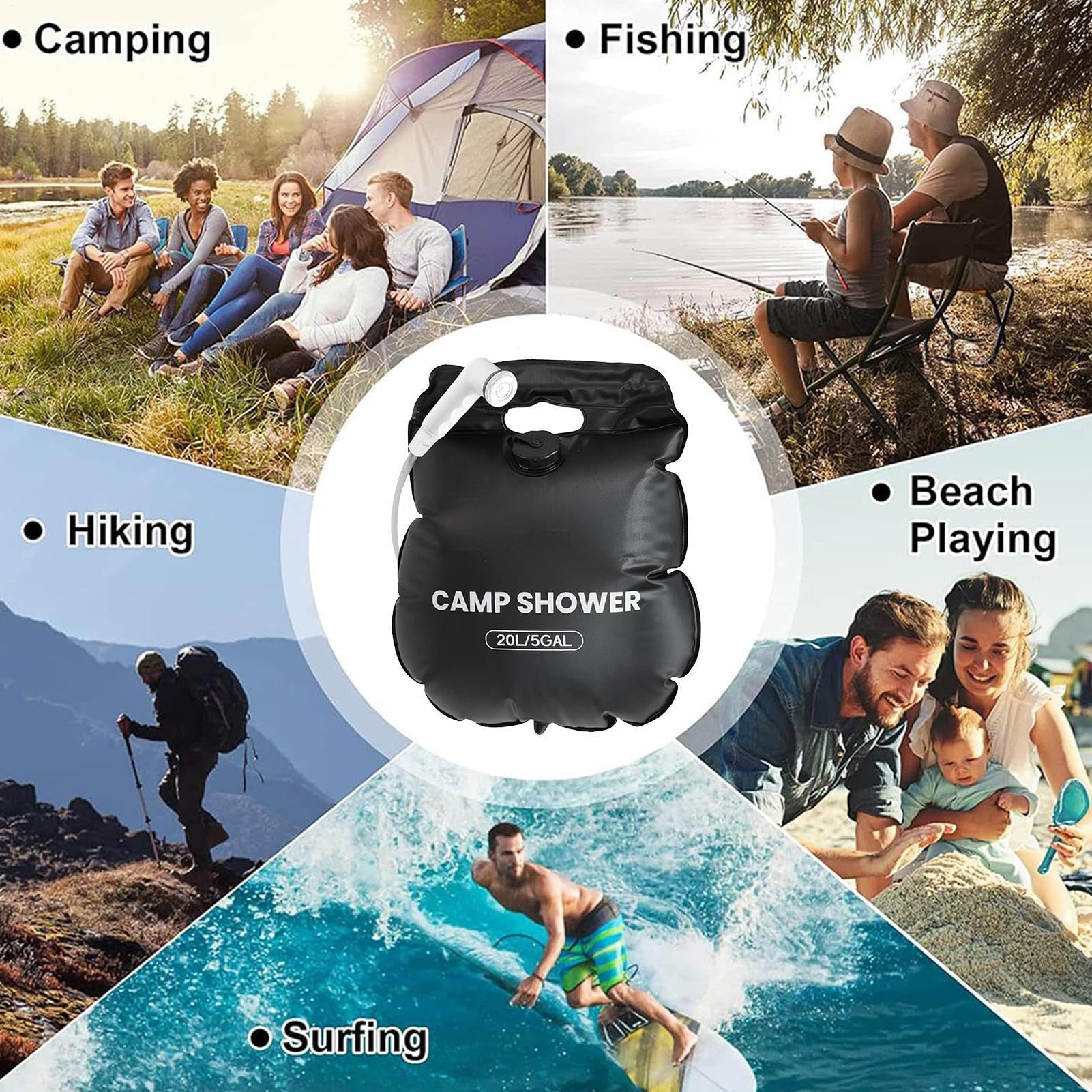 Sacca Per Doccia Portatile Da Campeggio, Kit Per Il Bagno All'Aperto Da 20L, Sacca Doccia Riscaldata Dal Sole, Bagno All'Aperto Spiaggia Viaggi Gite Stradali Campeggio Sport Camper Dormitorio