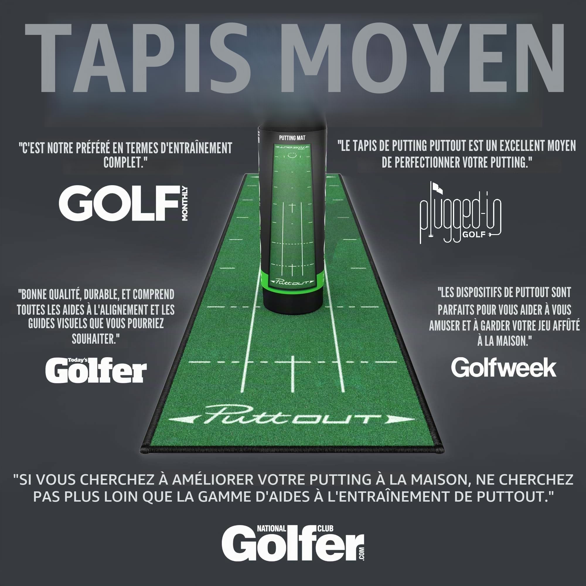 Puttout Pro Golf Tapis de putting