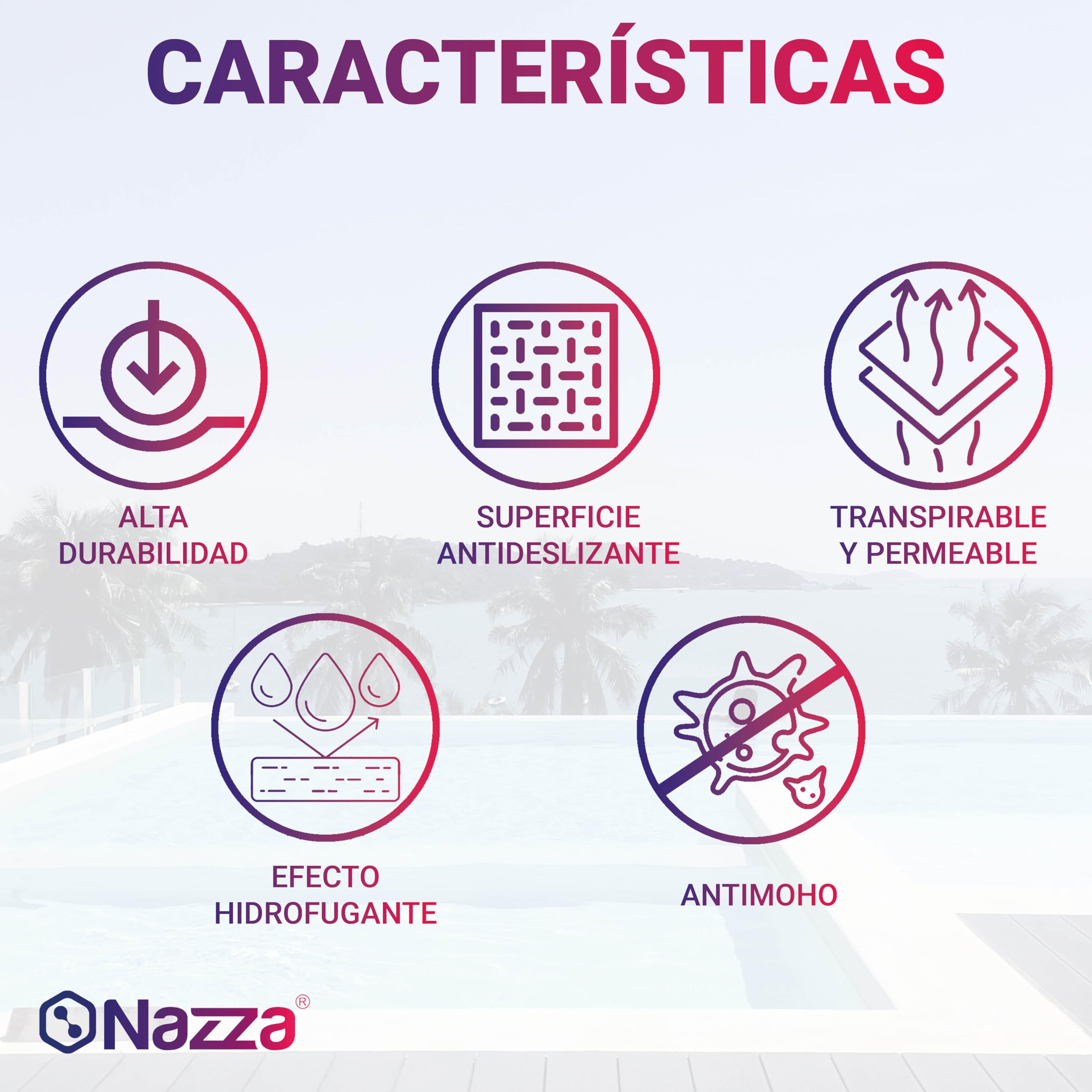 Nazza Renovador de Bordes de Piscina - Respetuosa con el medio ambiente - Pintura para Bordes de Piscina al Agua - Blanco 4L - Mantiene la capacidad antideslizante del soporte