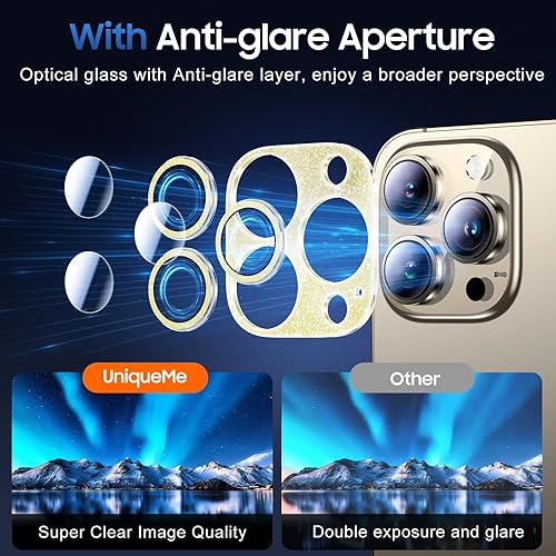 Miniatura 513 de UniqueMe [Paquete de 3 protectores de lente de cámara compatibles con iPhone 14 Pro Max/iPhone 14 Pro, vidrio templado, [compatible con fundas]