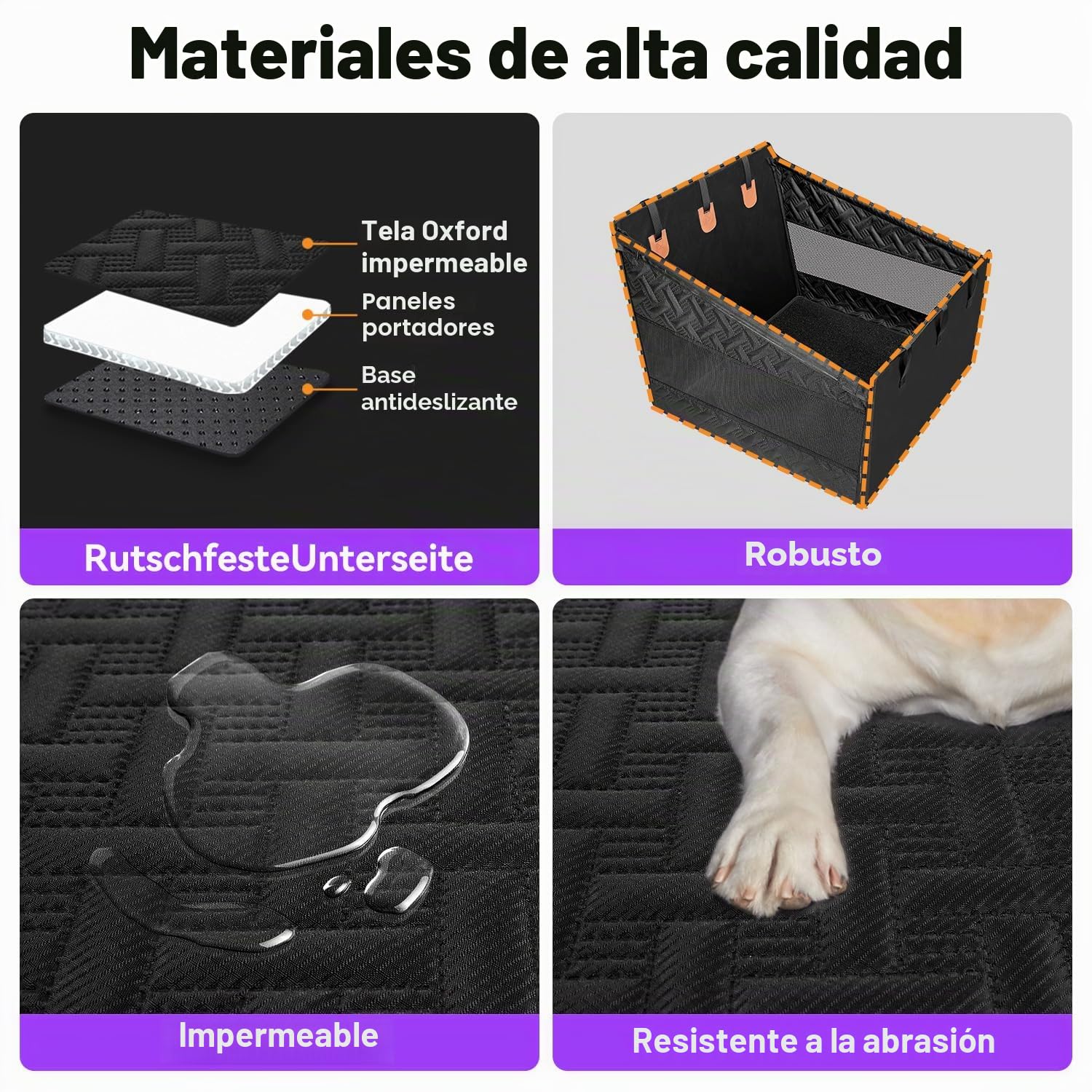 GGW Asiento trasero para perros medianos y grandes – Asiento de seguridad con correa de fijación, asiento para perros antideslizante e impermeable como cama para perros para coche, SUV