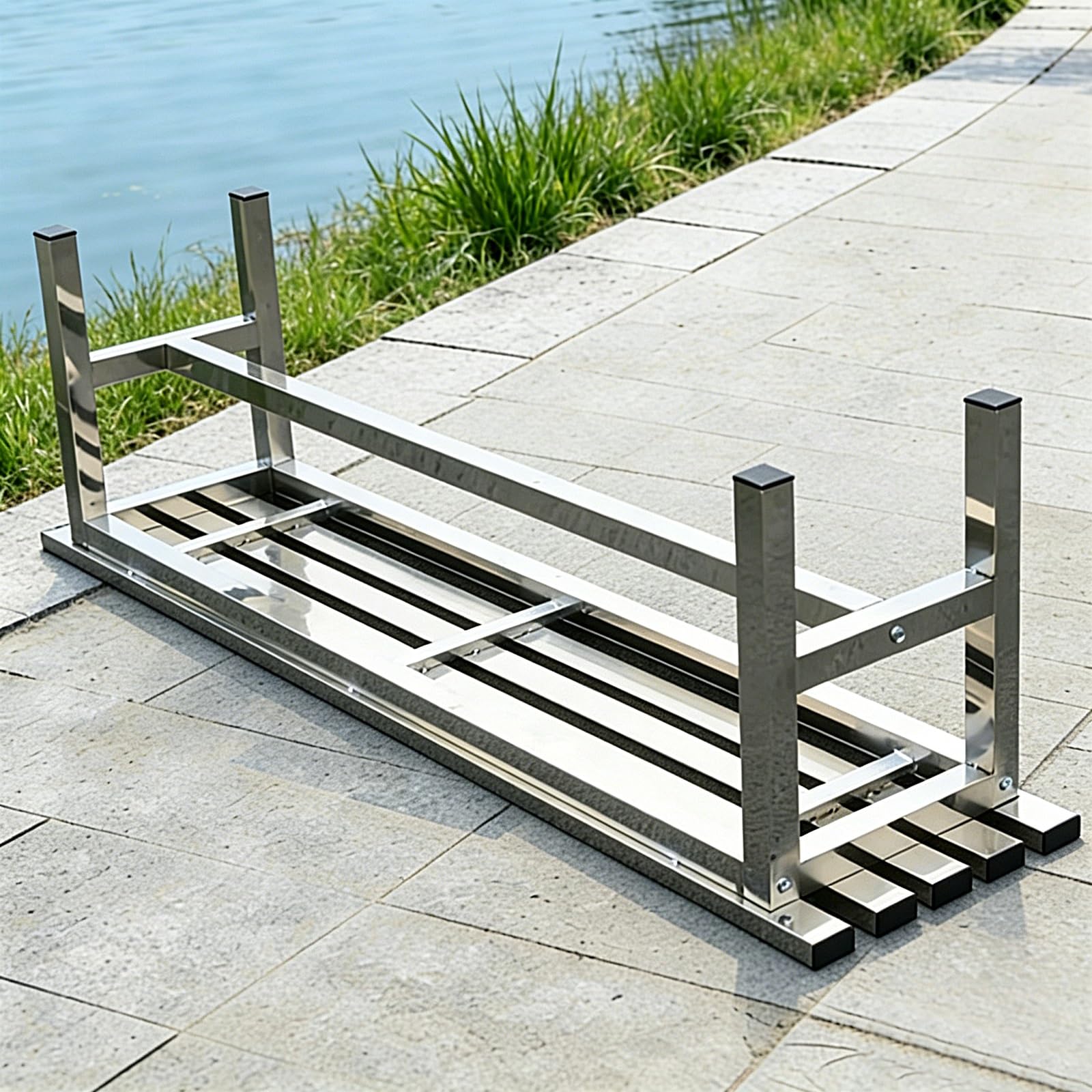 Banco Jardin Exterior Banco Terraza de Acero Inoxidable 201/304 Capacidad de Carga: 300 Kg Resistentes a la Intemperie Banco Esquinero para Entradas Vestuarios(304 Stainless Steel,120x35x45cm)