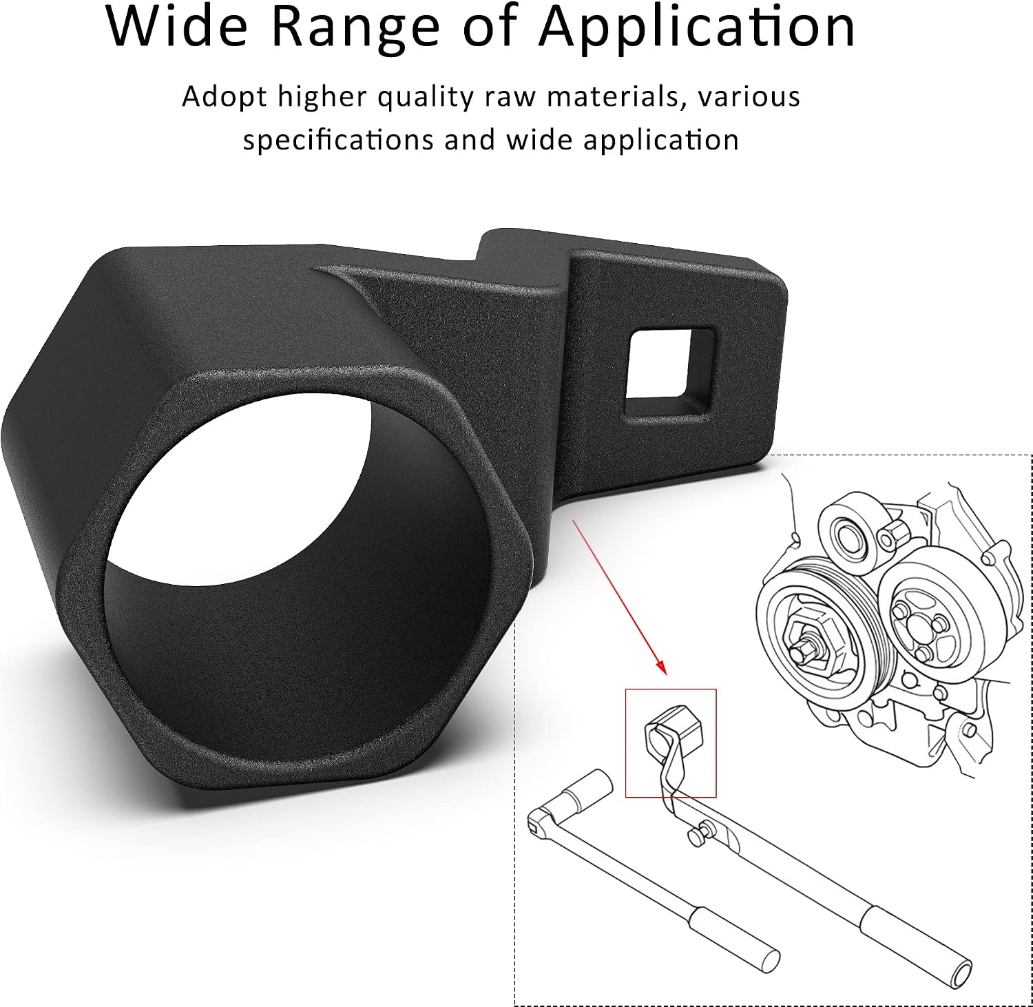 MOSTPLUS Damper Crankshaft Crank Pulley Holder Wrench Holder Removal Tool Compatible with Honda Acura Harmonic 50mm