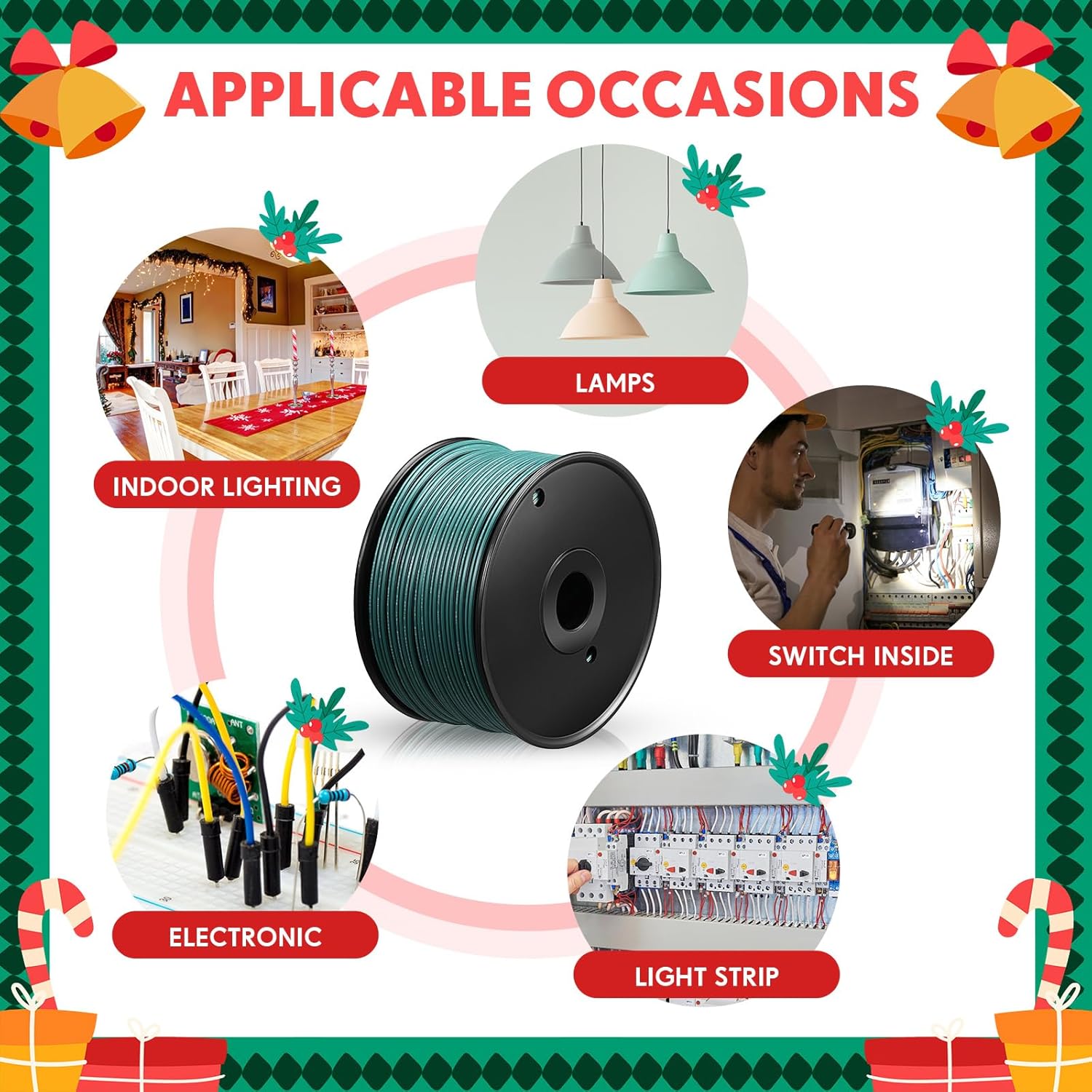 Kanayu 250 ft Green Wire 18/2 Electrical Wire 18AWG Blank Lighting Christmas Landscape Wire for Outdoor Indoor Light and Lamp Extension Cable (SPT-1)