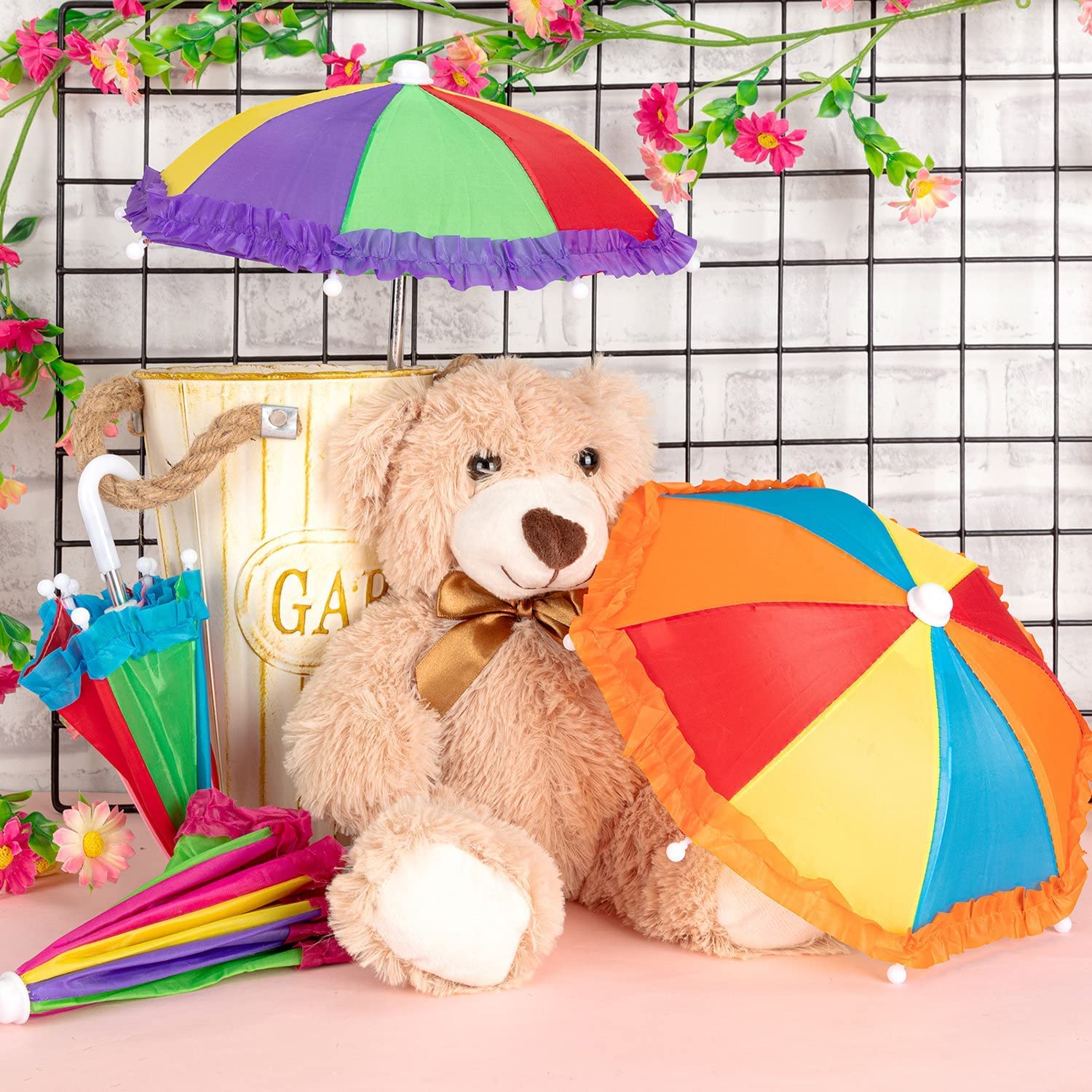 8PCS Miniature Doll Umbrellas - 1:6 Scale, Colorful Sunny/Rainy Umbrellas For 18" Dolls, Party Decor, Photo Props