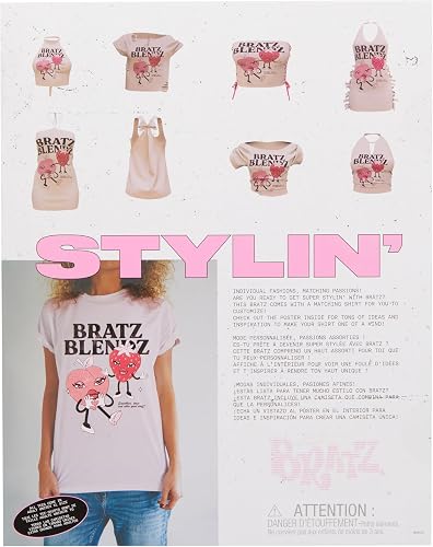 Bratz Stylin' Cloe - Poupée Mannequin avec T-Shirt Personnalisable, avec Accessoires, Jouets Mignons pour Filles - 12