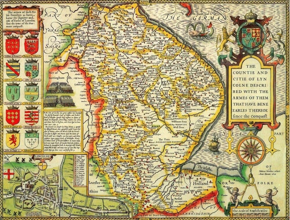 Lincolnshire Historical Map 1000 Piece Jigsaw Puzzle (1610) - John Speed
