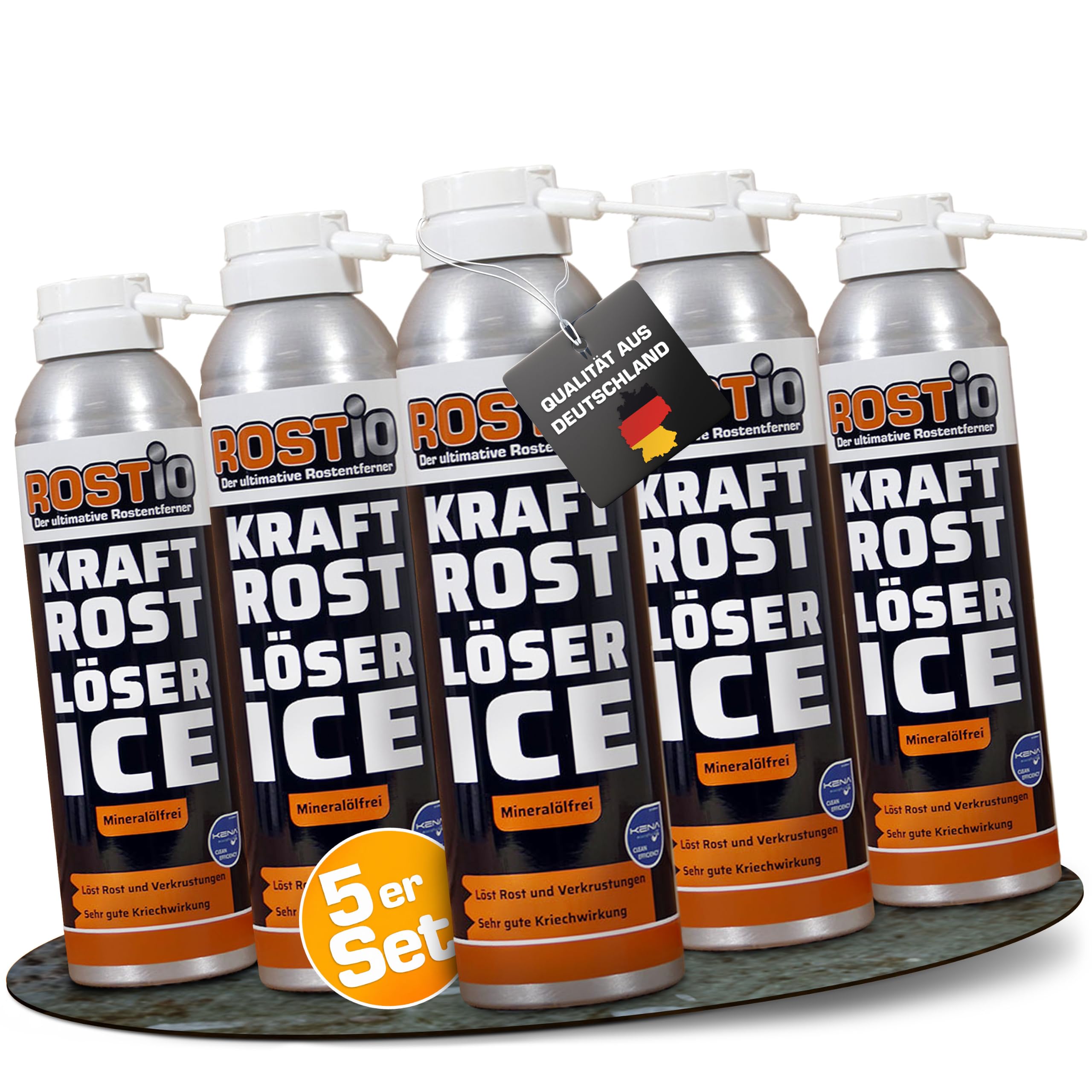 Rostio Kraft Rostlöser Spray Ice | Extrem Kraft Profi Rost-löser EIS für Schrauben | Muttern | Auto | Fahrrad (5 Stück)