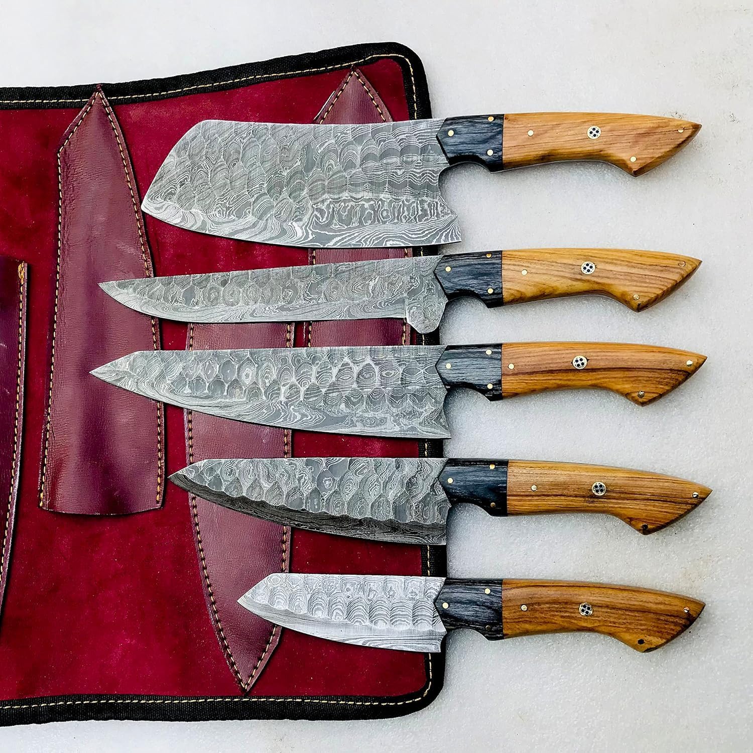 MDM_Handmade Kitchen Knife Set, Damascus chef knife, damascus kitchen knife, damascus knife set, chef knife set, Viking Cutlery Set | Christmas Gift