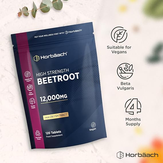 Beetroot Tablets 12,000mg | 120 Tablets (4 Month Supply) | High Strength 25:1 Beetroot Extract | Suitable for Vegans and Vegetarians | By Horbaach