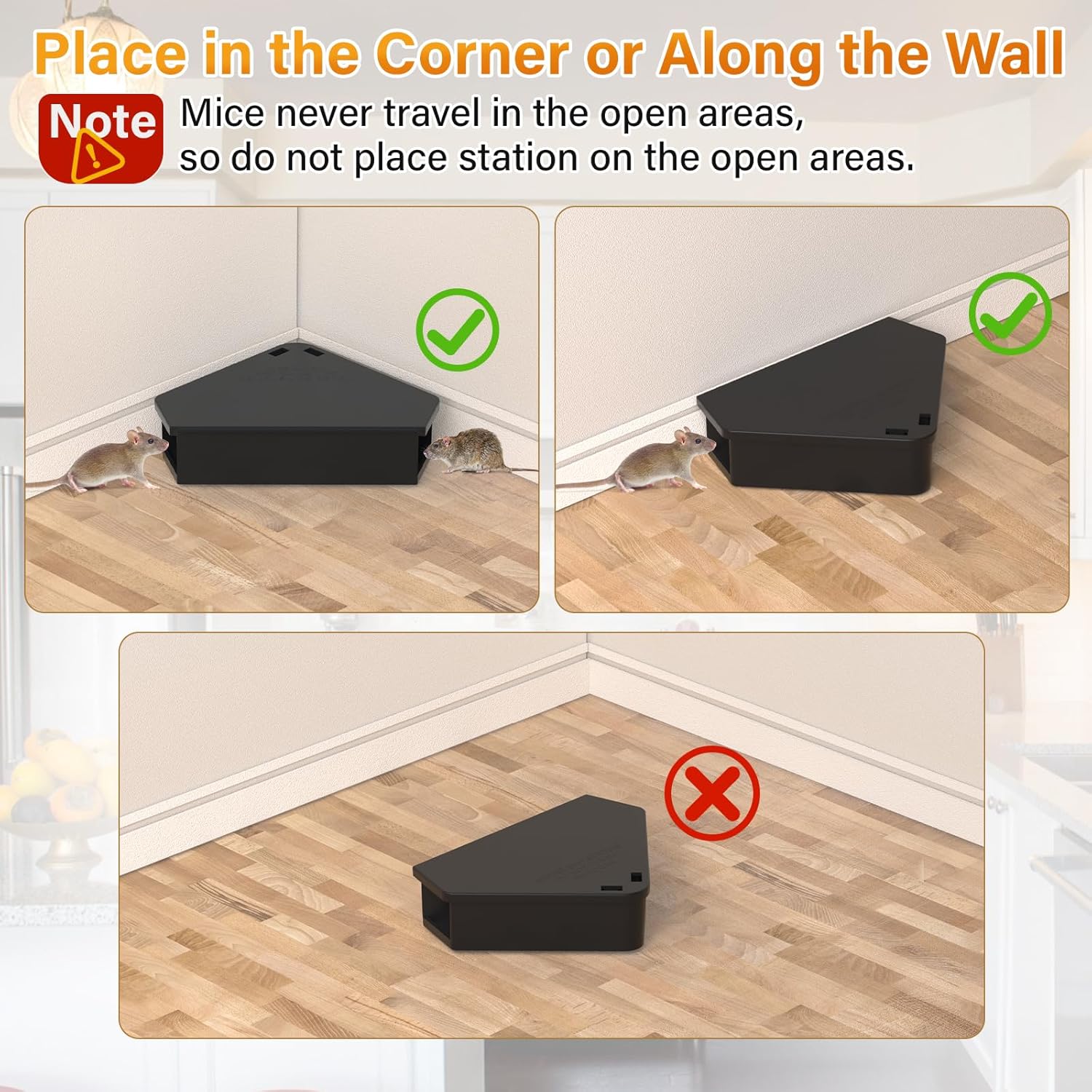 Anblak Mouse Station with Keys Black 12 Pack, Key Required Mouse Stations, Mice Stations, Keeps Children and Pets Safe Indoor & Outdoor