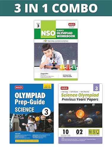 MTG National Science Olympiad (NSO) Workbook, Prep-Guide &amp; Previous Years Papers (PYQs) with Mock Test Paper Class 3 - SOF Olympiad Books For 2024-25 Exam (Set of 3 Books)