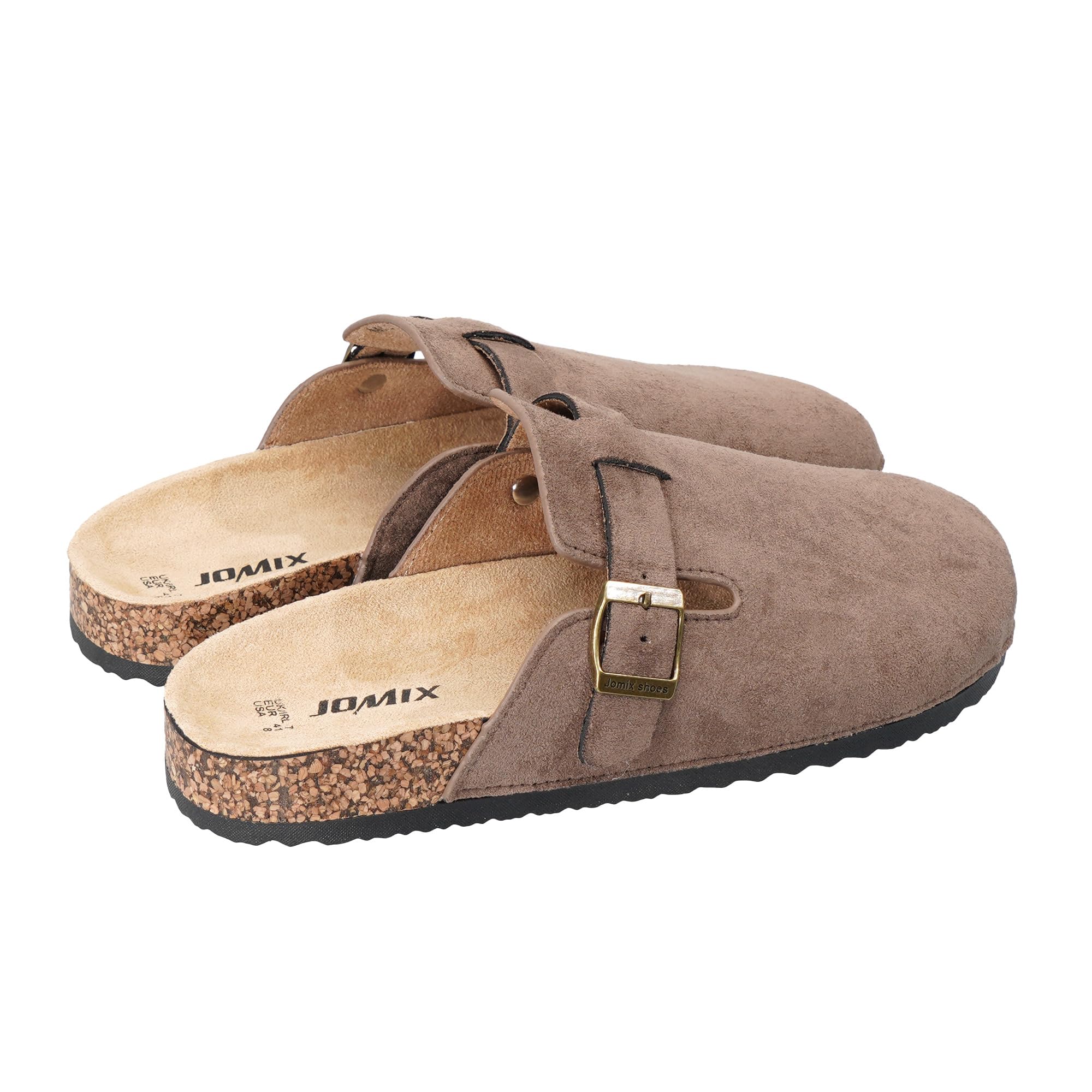 JOMIX Mules et Sabots Homme Chaussons avec Boucle Réglable Pantoufles en Fermé Liège Semelle Chaussures de Jardin Confortable Antidérapants