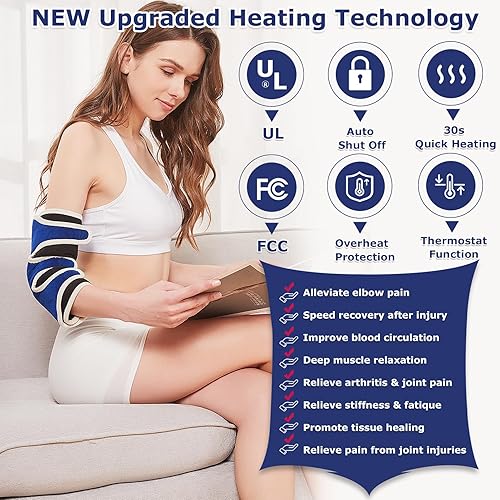 Miniatura 2 de CAMECO 1 paquete de coderas calentadas para tendinitis y codo de tenista, almohadilla térmica para brazo para artritis, bursitis, alivio del dolor