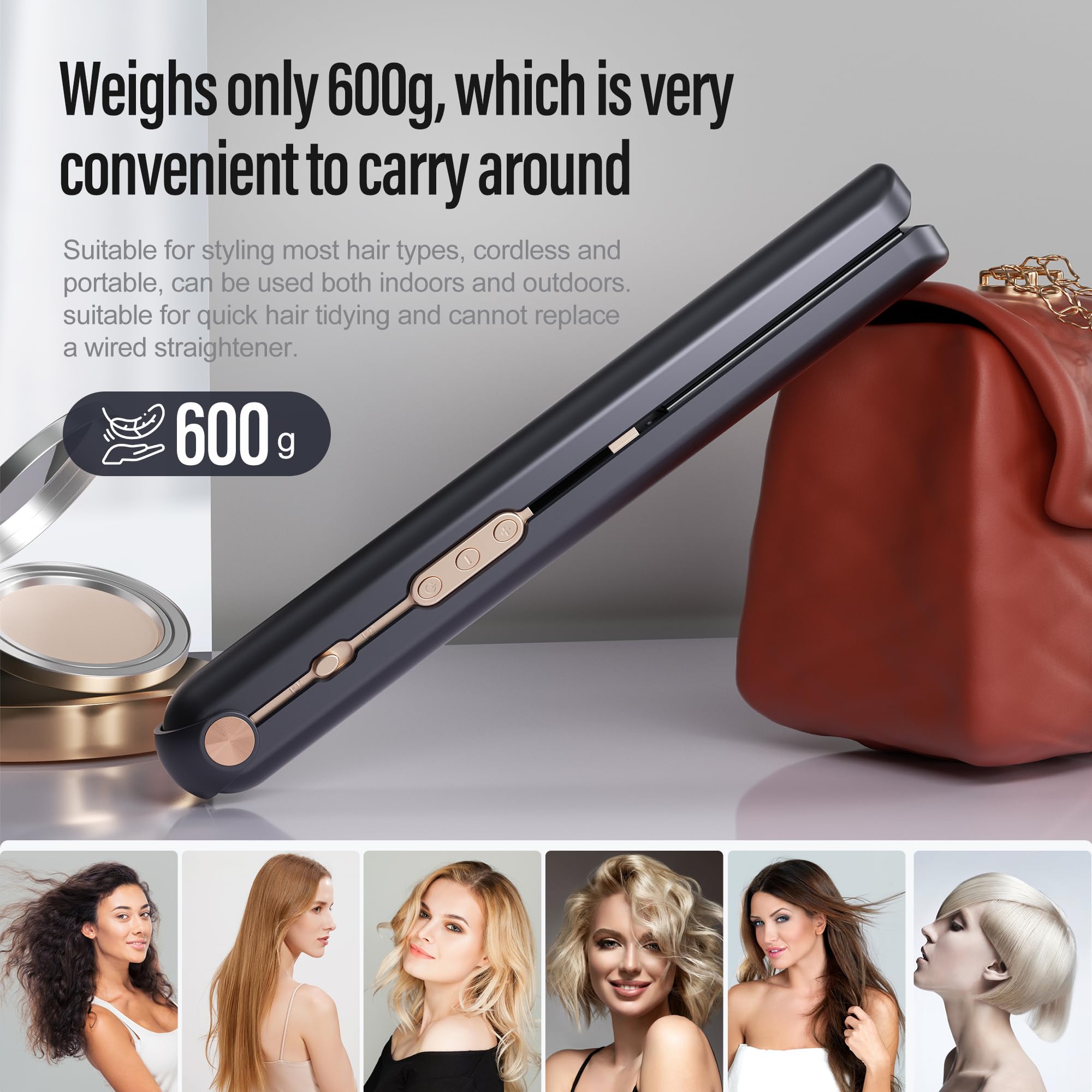 Piastra per Capelli Senza Fili, 2 in 1 Piastra e Arricciacapelli Portatile, 175℃-215℃ Portatile Piastra Senza Fili con LED Display, 10000mAh Piastra Capelli da Viaggio per Donne/Uomini