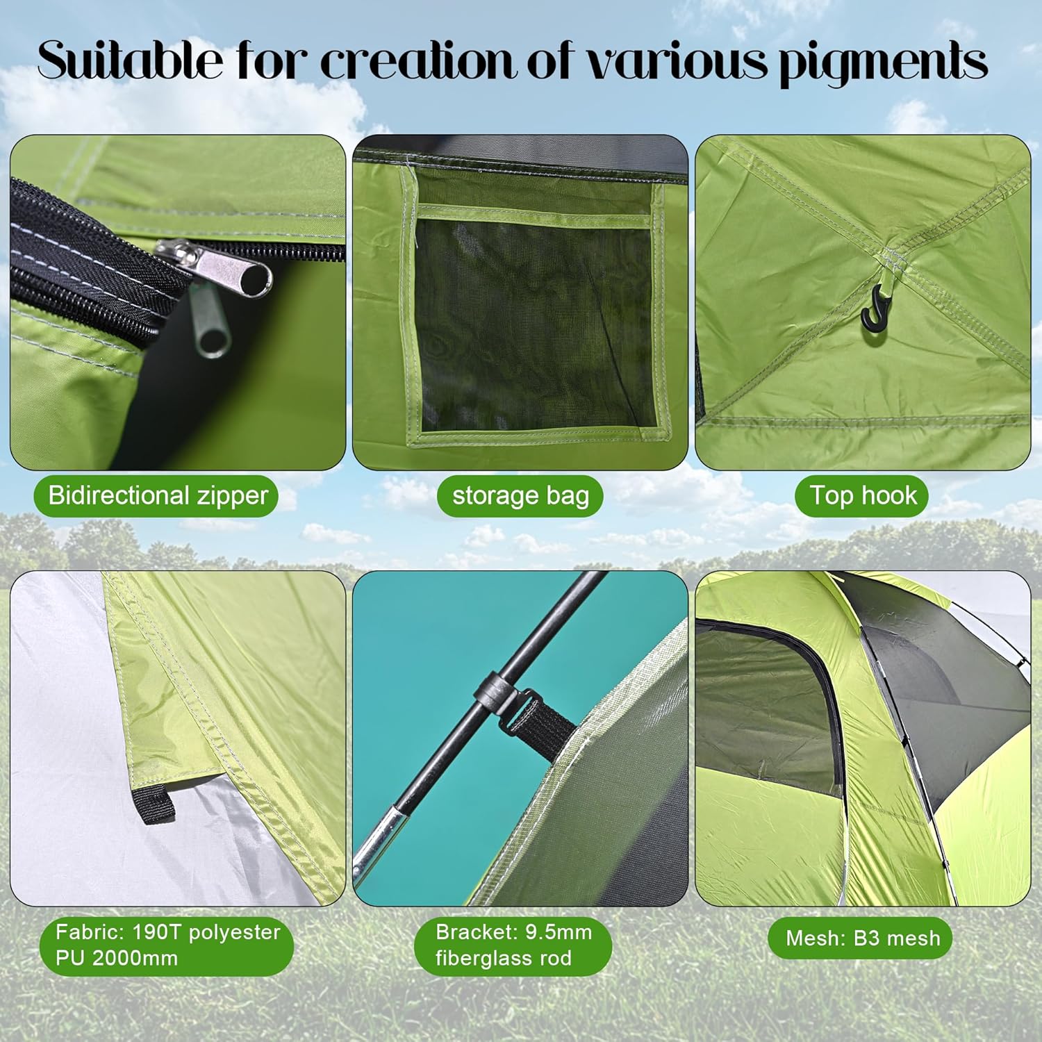 Dome Camping Tents for 6 Person Camping Tents, Family Camping Tent, Outdoor Easy Setup, Waterproof Windproof, 210D Oxford Fabric Ground Cloth (Green -6 People)