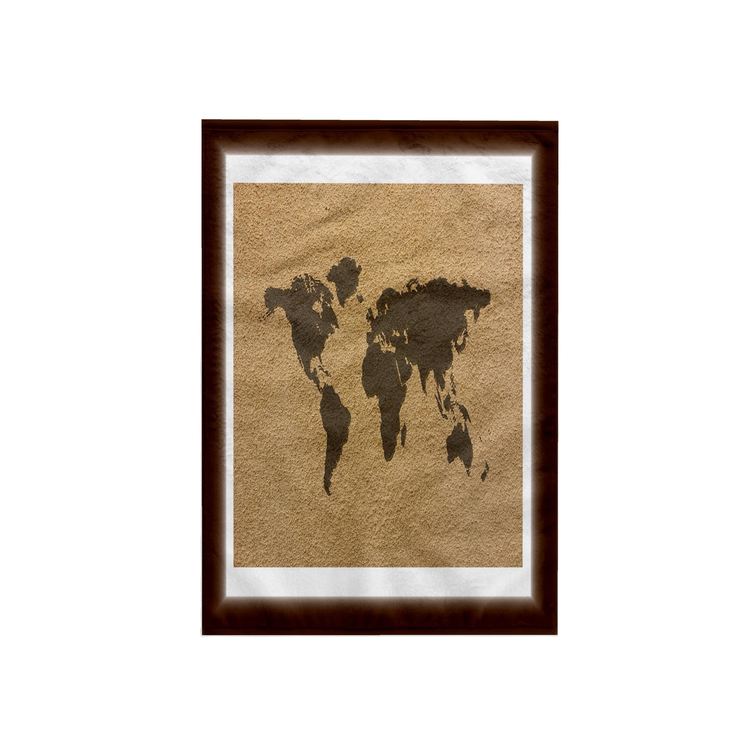3D Rose Image of Exotic Map of World On Tan Concrete Hand Towel, 15