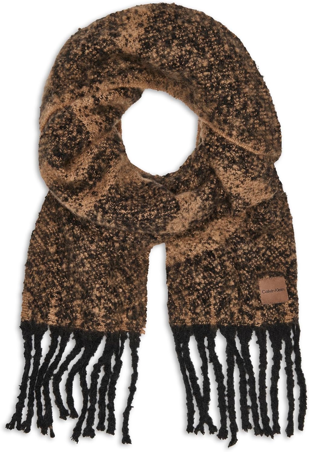 Calvin Klein Women's Tweed Weave Logo Scarf With Fringe