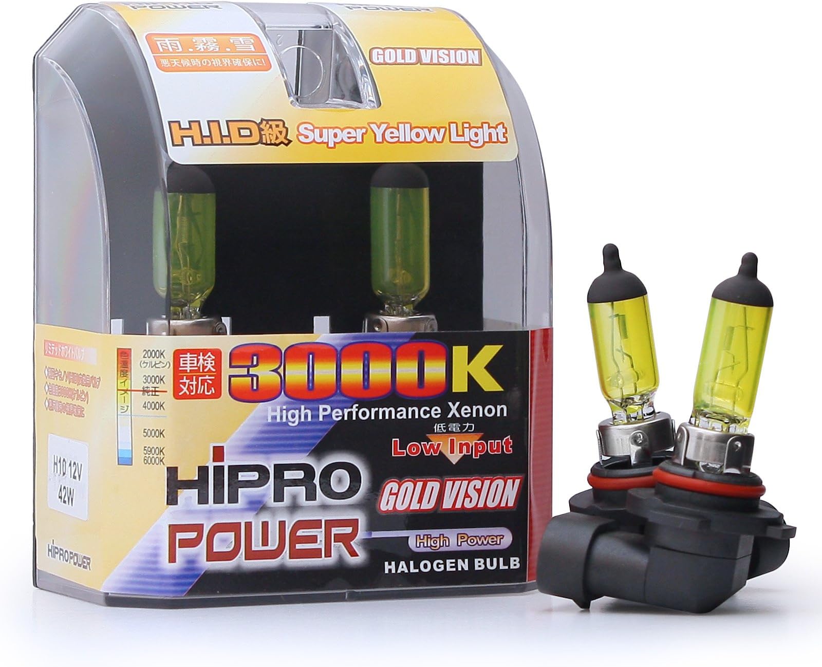 Hipro Power H10, 9040, 9050, 9055, 9140, 9145, 42Watt 3000K Golden Yellow Xenon HID Halogen Fog Light Bulbs
