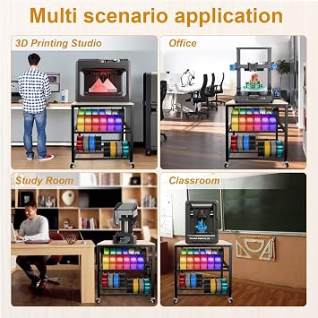 3D Printer Desk Table with Storage, Rolling Wheels Sturdy, Spacious Design for 3D Printers, Easy to Move for Home & Office Use