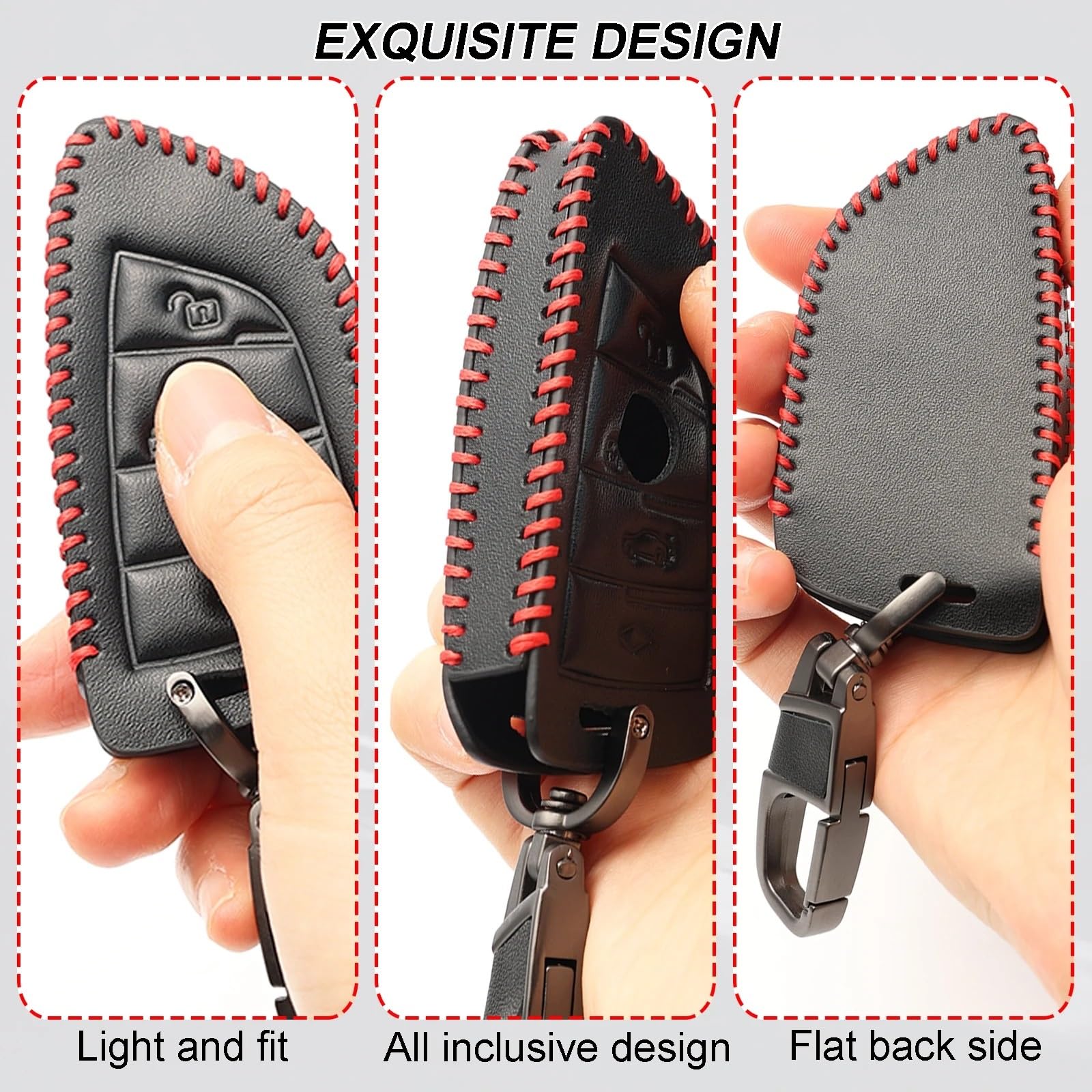 para Llave de Coche Funda para Llavero de Cuero sintético de 4 Botones para 5, para X5, G30, G31, 7, G11, G12, 6, GT, 8, G14, G15, G16, 3, F30, F31, G20, G21, 2016