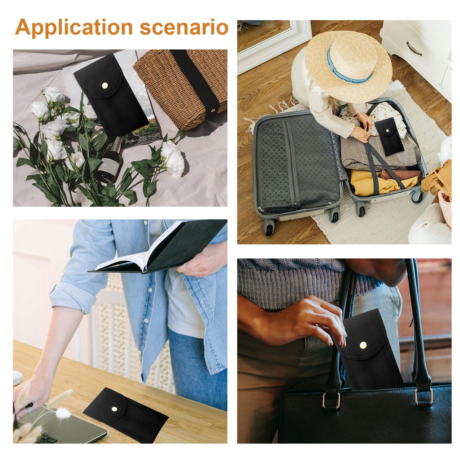 Custodie Per Orologi Da Viaggio - 5 Pezzi, Morbide, Con Bottone A Pressione, Nero - Foto 11