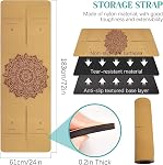 LINKLIFE Cork Yoga Mat 5mm (1/5 inch) Thick 72 x 24 inches with Tie Rope and Bag, Shock Absorbing, Sweat Proof, Lightweight TPE Foam with Alignment Lines, Great for Hot Yoga, Pilates, Gym and Workouts