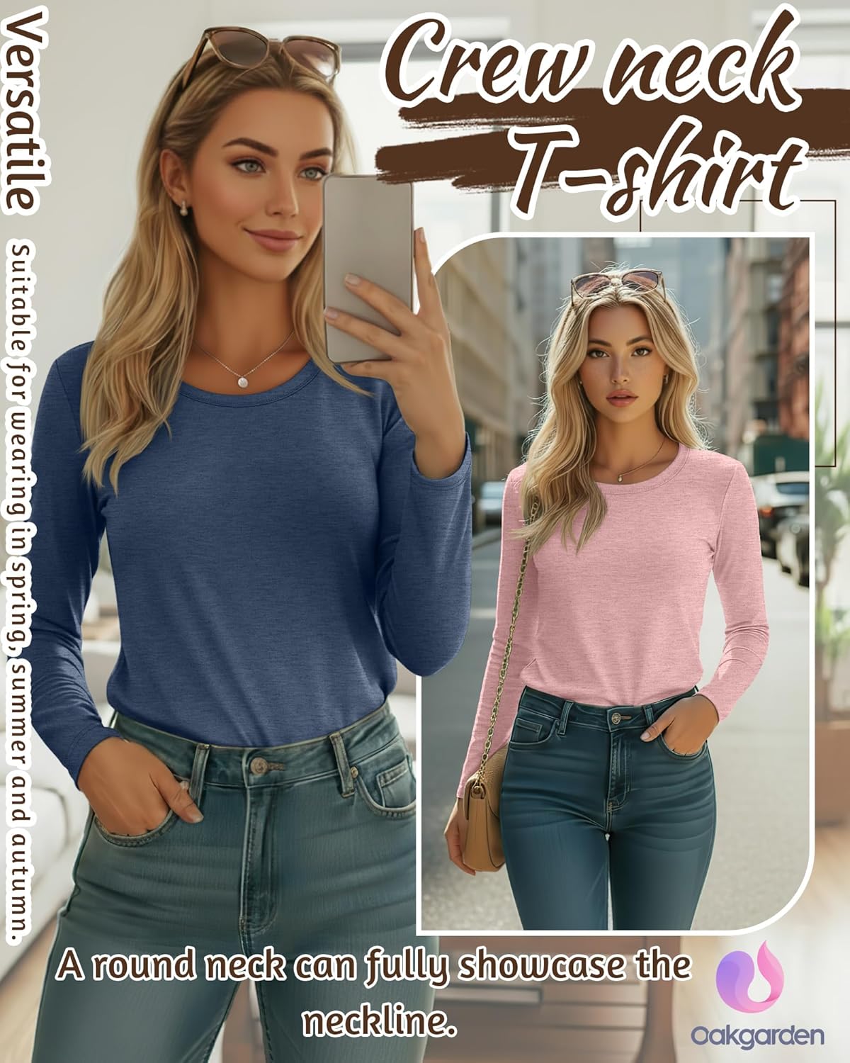 8 Pack Womens Long Sleeve Shirts Casual Basic Tops Crew Neck Undershirts Stretch Layering Tee Shirts 2026 Fashion - Image 2
