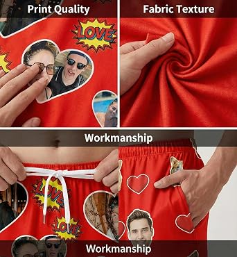 Personalised Pyjama Pants for Men & Women | 3 photos pajama made from soft breathable fabric, funny gifts for couples, family and Christmas sleepwear