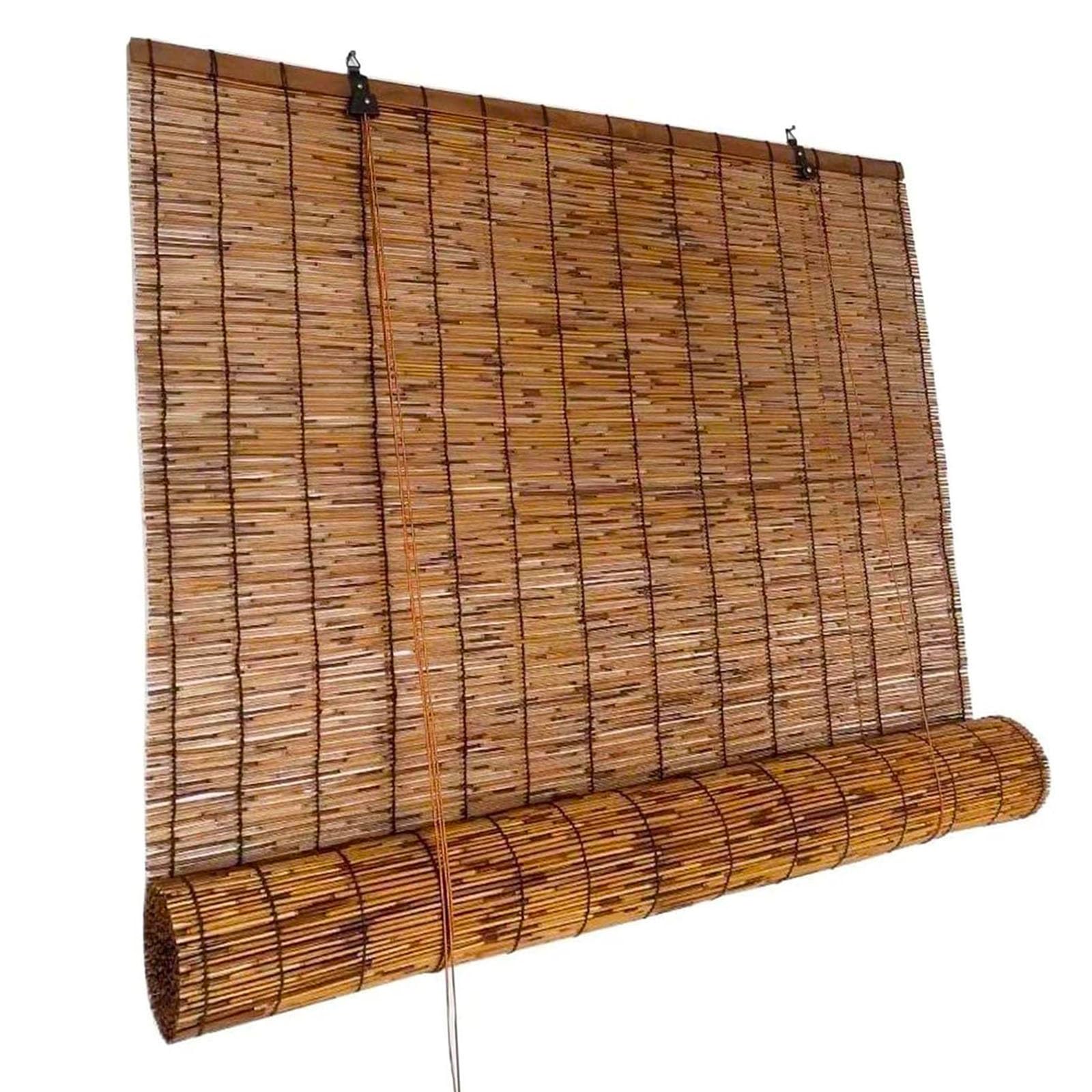 Stores enrouleurs en Bambou, Rideaux en Bambou Naturel for fenêtres intérieures 60 75 95 110 135 155 160 cm, Installation Facile, Store Venitien for terrasse, Balcon, Salon(120 x 250 cm)