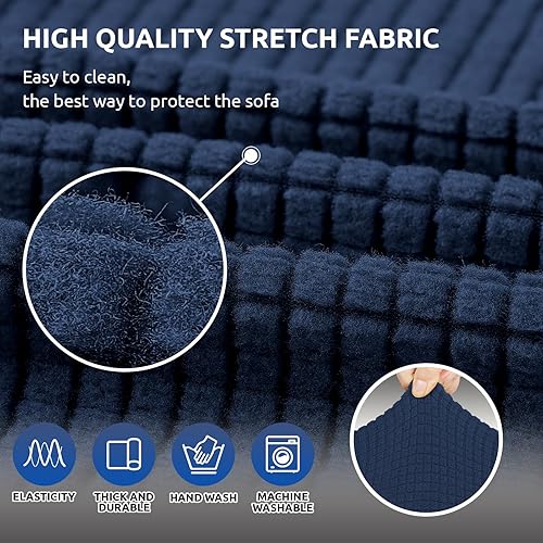 Miniatura 5 de KEKUOU - Funda elástica para sofá biplaza, fundas para sofá de 2 cojines (de 55 a 79 pulgadas), protector de muebles con parte inferior elástica