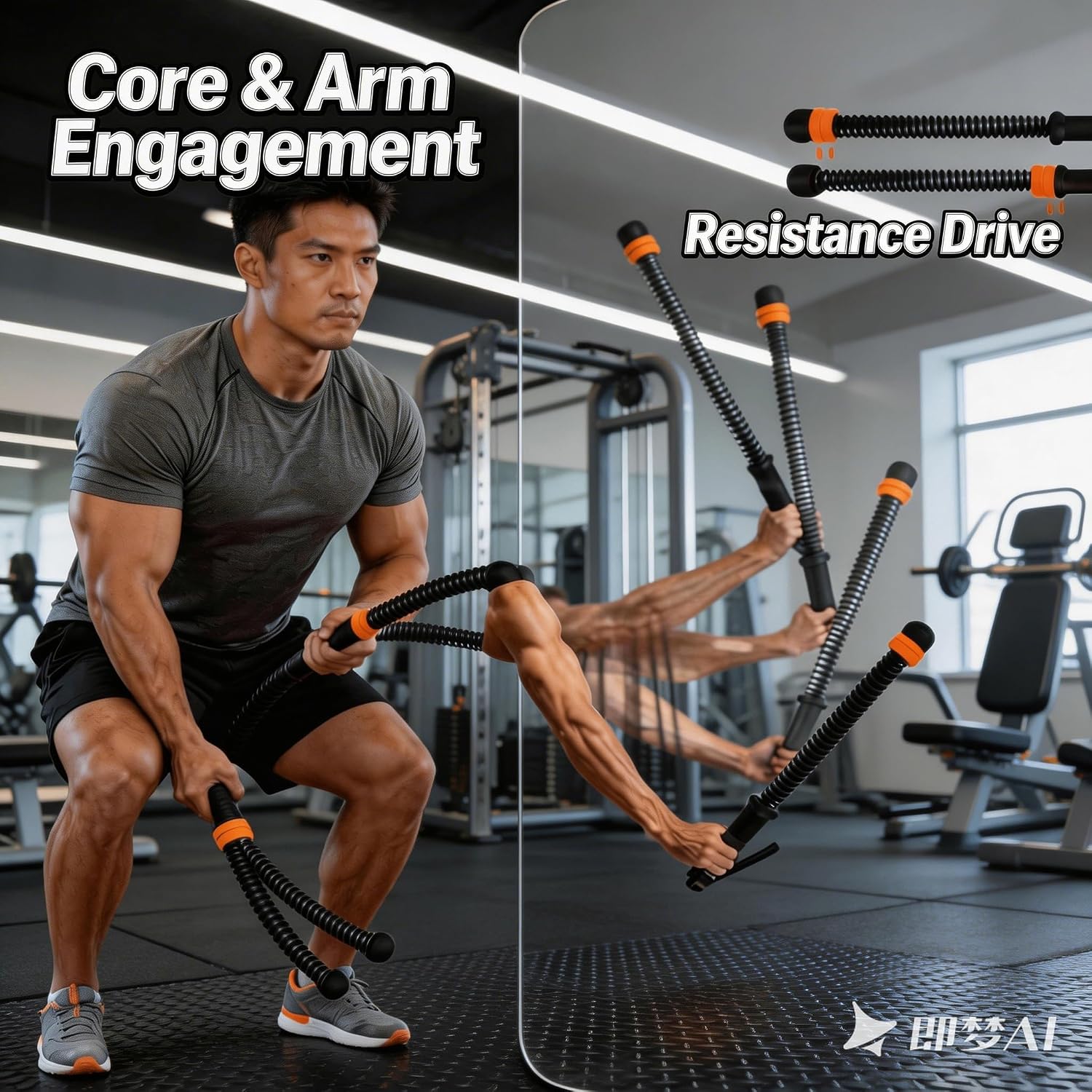 Cordless Weighted Battle Ropes, Adjustable Portable Ropeless Exercise Ropes with Storage Bag, Low-Impact Fitness Equipment for Strength Training & HIIT, Home Gym Use, for Men & Women, Black