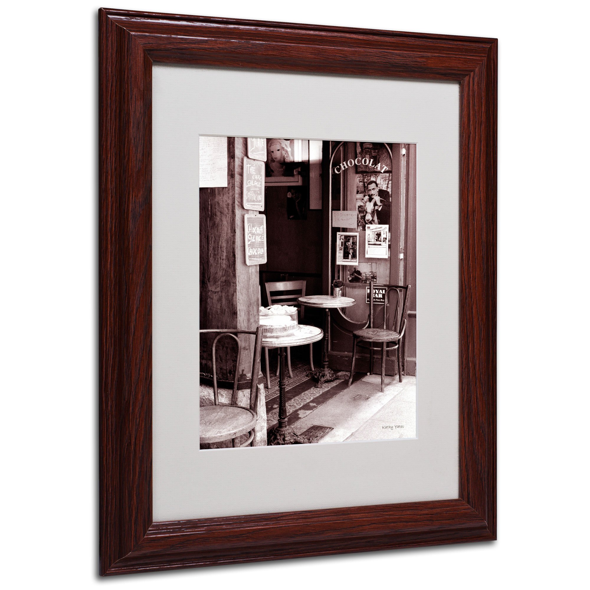 Paris Cafe by Kathy Yates Matted Framed Art with Wood Frame, 11 by 14-Inch