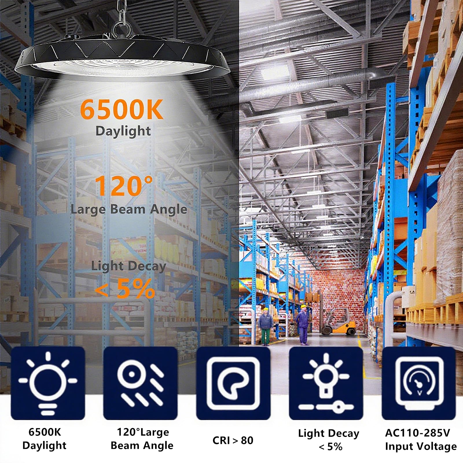 4 Pack UFO LED High Bay Light 150W Plug Play LED Shop Light 6500K Daylight 15000 LM Waterproof — view 2