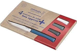Opinel Set of 4 Bon Appetit+ Dishwasher Safe Serrated Steak Knives - Storm