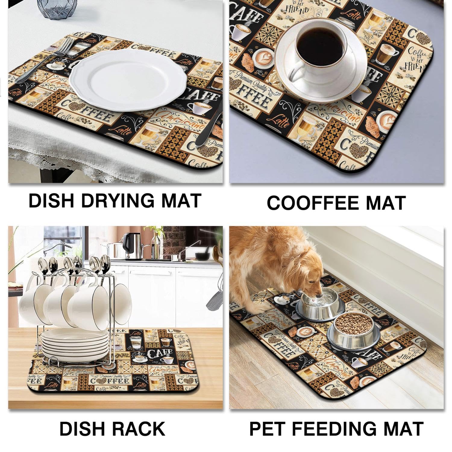 Divertida alfombrilla de café de 23 x 15 pulgadas, alfombrilla de barra de café para encimeras, absorbente, oculta las manchas, antideslizante, accesorios de barra de café, se ajustan debajo de la