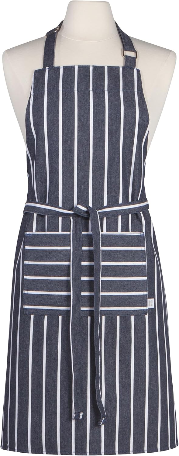 Now Designs Basic Cotton Kitchen Chef's Apron, Butcher Stripe