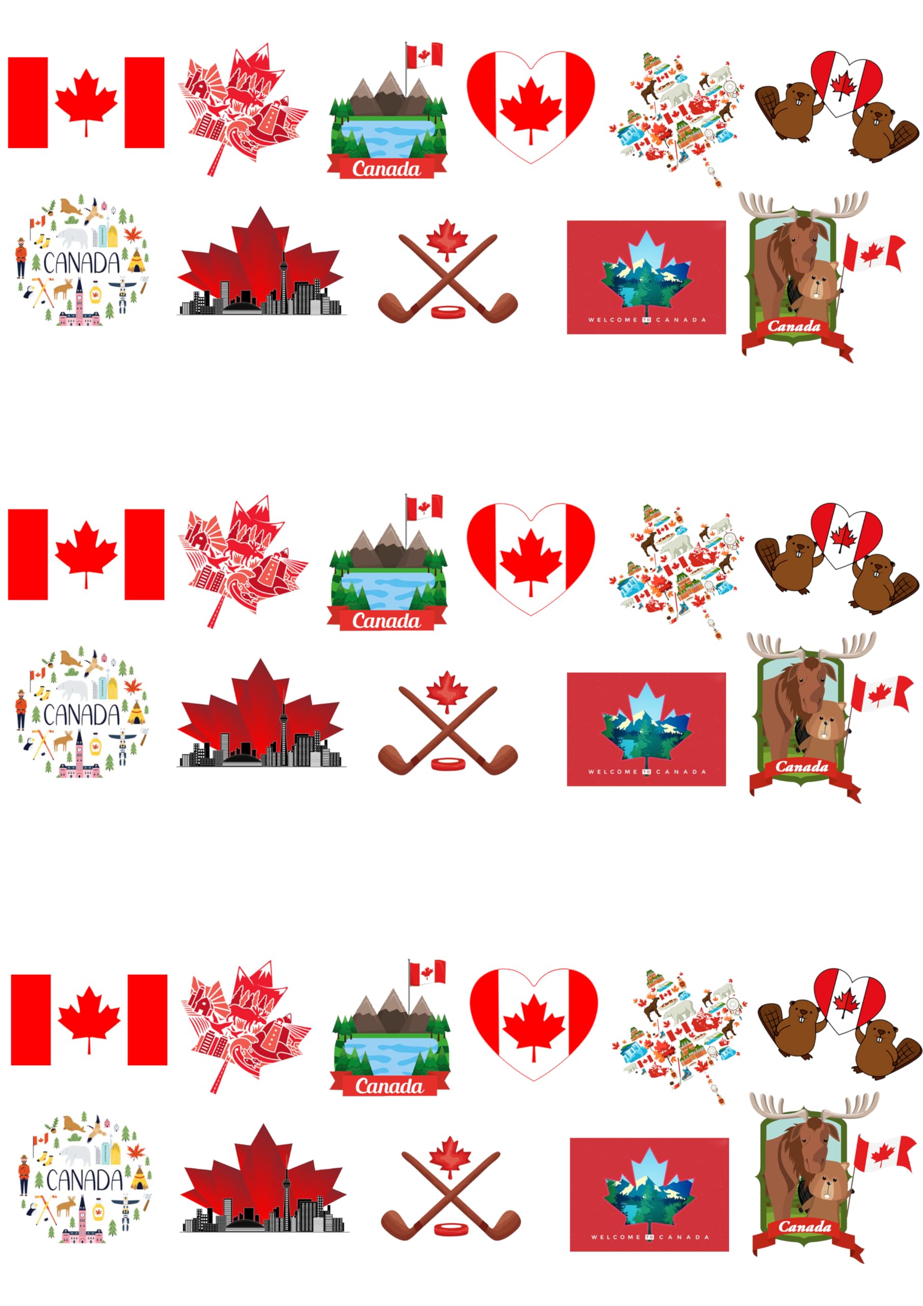 33 Stand Up Canada Themed Edible Wafer Paper Cake Toppers Decorations