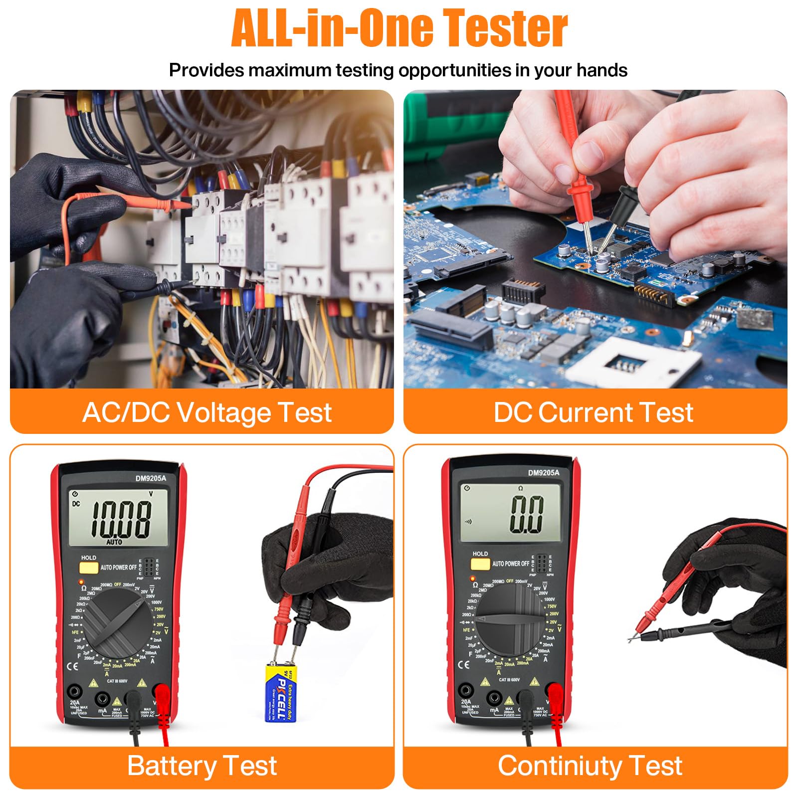 Vothen multimetro digitale, Tester multimetro Voltmetro Portatile Rilevatore, di tensione di corrente AC, Multimeter Elettrico Misura DC/AC Voltage, resistenza, Electrician Maintenance Detection Tool