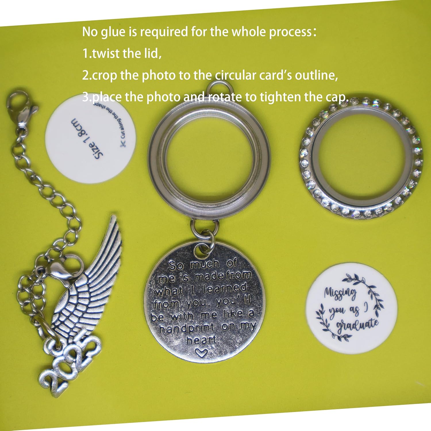 2025 Graduate Memorial Photo Charm Tassel Memorial Charm Class of 2025 Graduation 2025 DIY Photo in Memory Mortarboard Decoration for Cap and Gown Ceremony Charms (silver Graduate Memorial somuch) - Image 4