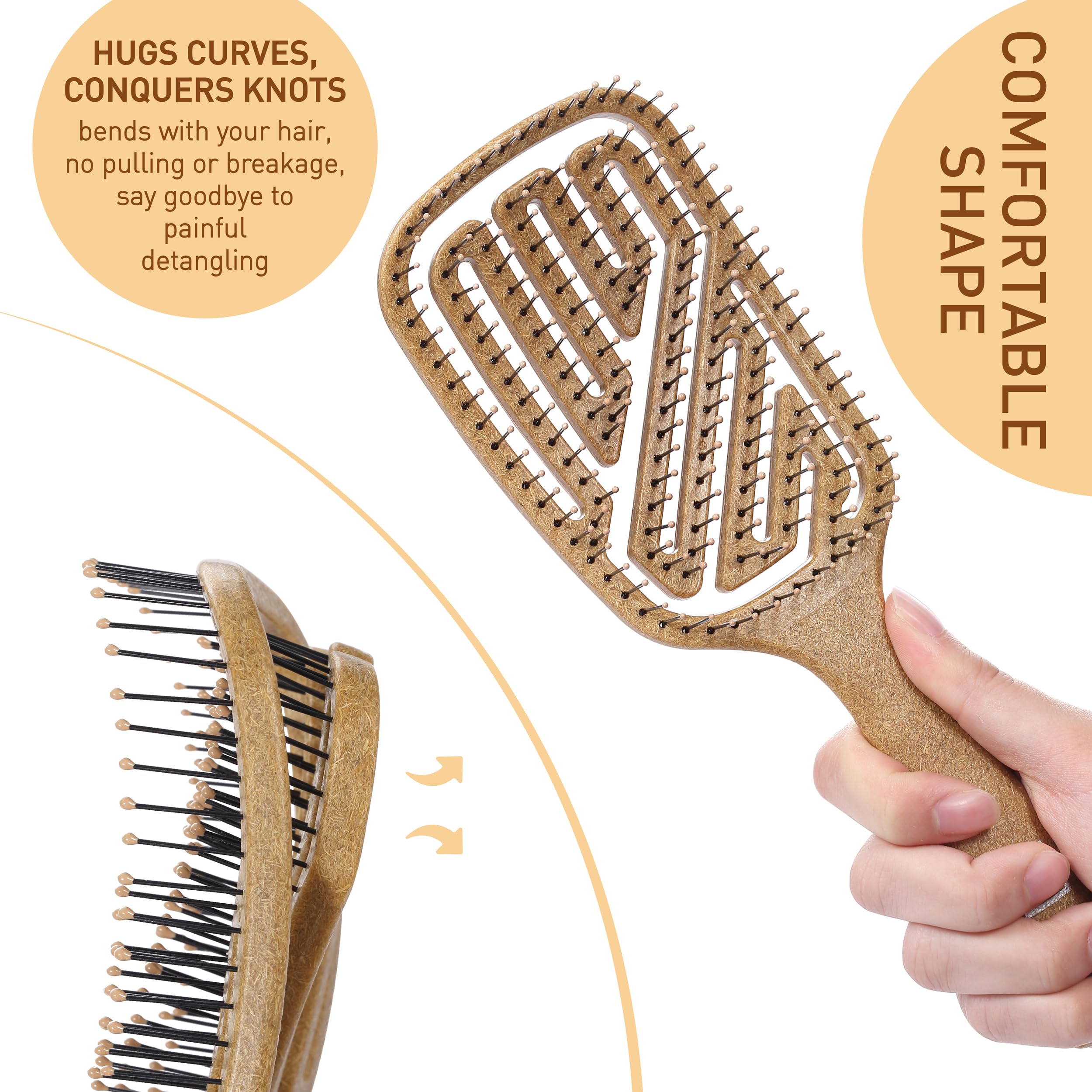 Cepillo de pelo natural flexible, diseño ventilado que acorta el tiempo de teñido