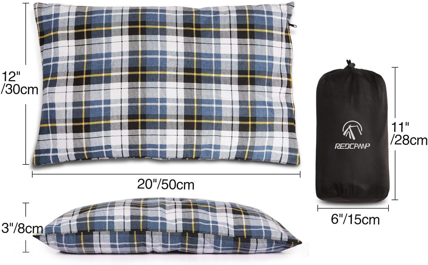REDCAMP Small Camping Pillow Lightweight and Compressible, Flannel Travel Pillow with Removable Pillow Cover, 2 Pack - Image 6
