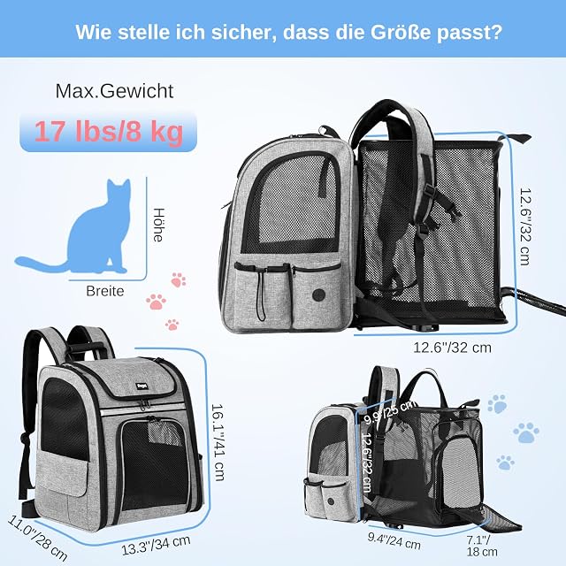 Foto 3 de 8 de Dogat Mochila transportadora para Gatos, portátil Transpirable, Mochila Plegable para Transportar Mascotas