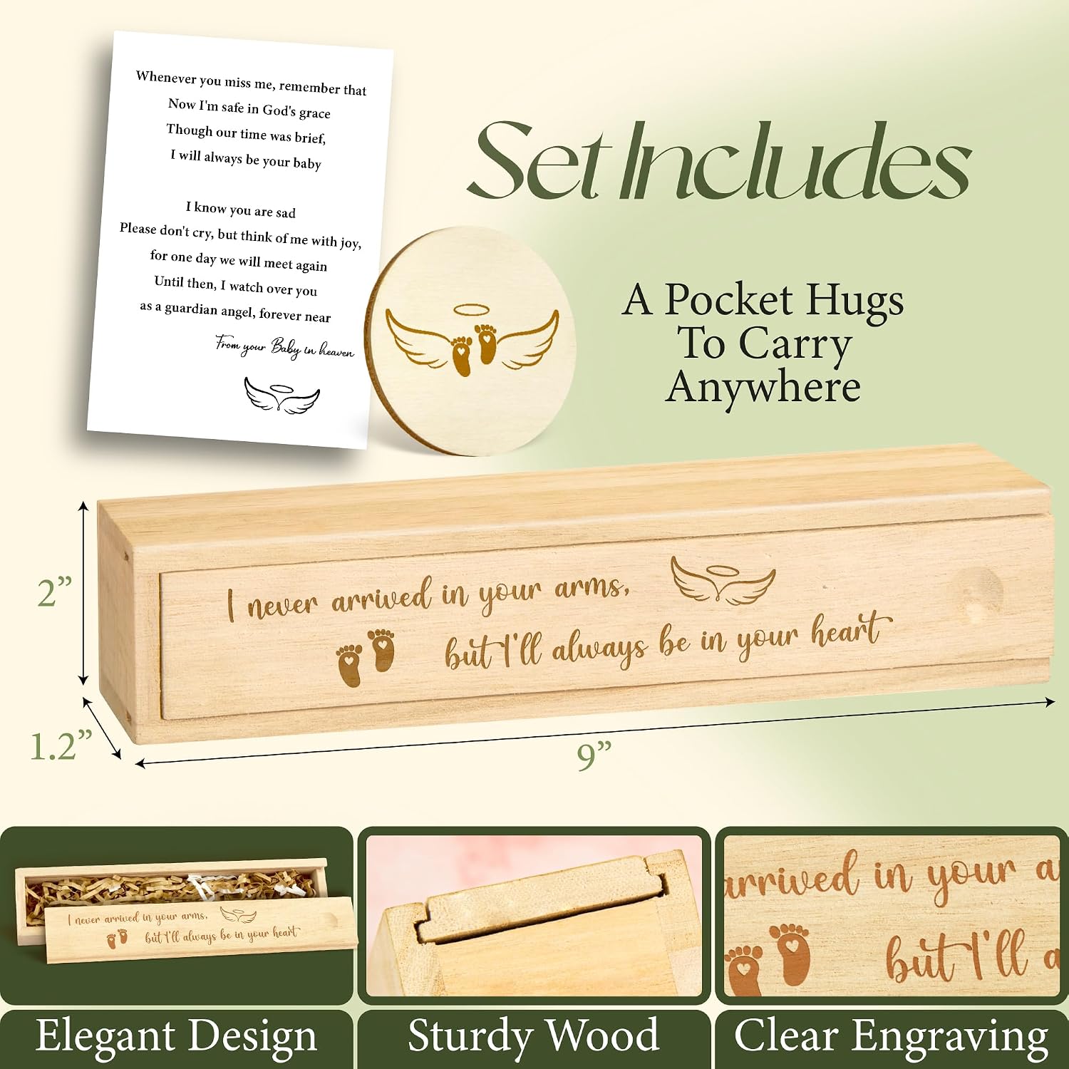 Woodamore Miscarriage Gifts for Mothers - Mothers Day Gifts for Moms Who Lost A Baby, Gift for Miscarriages Loss of Baby Sympathy Gift, Infant Loss Test Keepsake Box