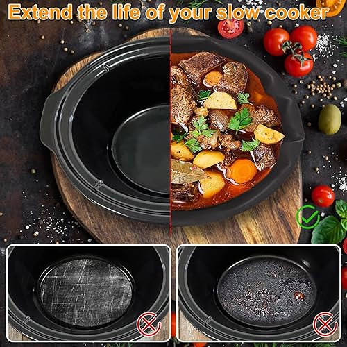 Miniatura 5 de Grade Fox - Revestimientos antiadherentes para olla de cocción lenta, revestimiento Crockpot, insertos de silicona reutilizables de 6 a 8 cuartos de